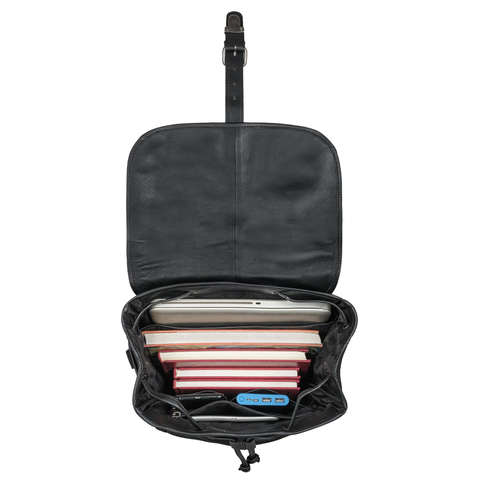 Damen Rucksack Leder schwarz