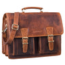 "Jeffrey" Grote Leren Leraarstas Vintage Aktetas Met 15.6" Schoudertas