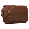 "Tom" Leren Schoudertas Vintage 15 Inch Laptop Voor Werk Studie En Uni