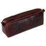 "Spencer" Leren Etui Vintage Met Rits Pennenzak Organizer En Tasje