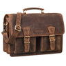"Jeffrey" Grote Leren Leraarstas Vintage Aktetas Met 15.6" Schoudertas