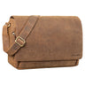 "Tom" Leren Schoudertas Vintage 15 Inch Laptop Voor Werk Studie En Uni