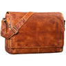 "Tom" Leren Schoudertas Vintage 15 Inch Laptop Voor Werk Studie En Uni