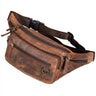 "Robin" Premium Heuptas Heren Leer Vintage met 6 Ritsvakken voor Smartphone Festival Reis