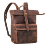 "Melvin" Grote Heren Rolltop Rugzak van Echt Leer met Laptopvak voor 16–17 inch