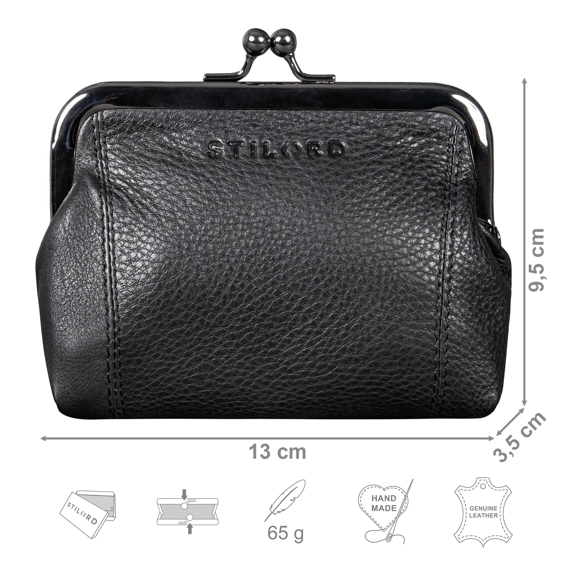 Kisslock Leder Portemonnaie Damen Klein